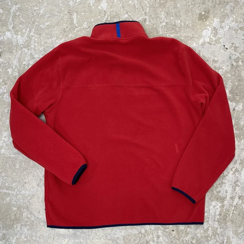 Polo Ralph Lauren Pullover Mens Large Red Fleece‎ Blue Pocket Snap Up Sweater